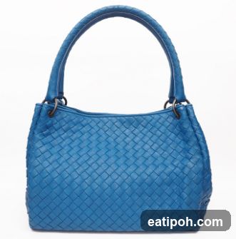 Blue Woven Leather Handbag