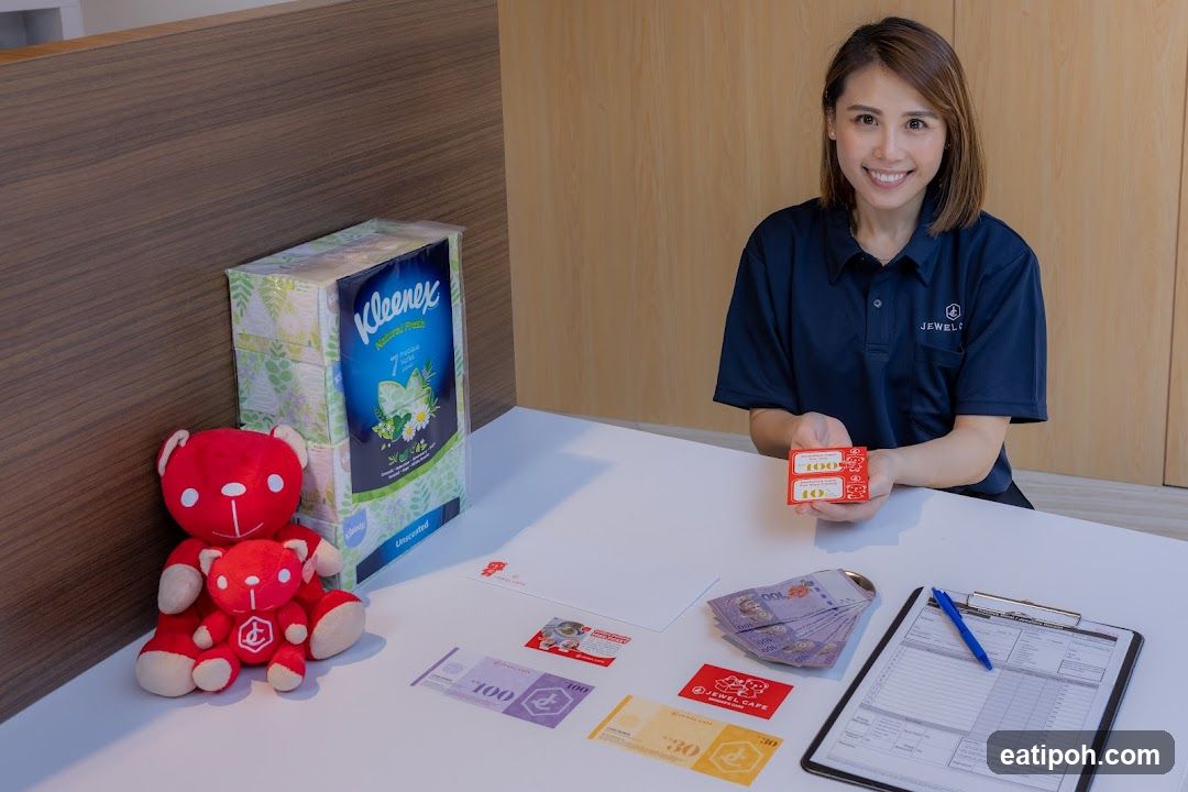 Woman holding gift vouchers