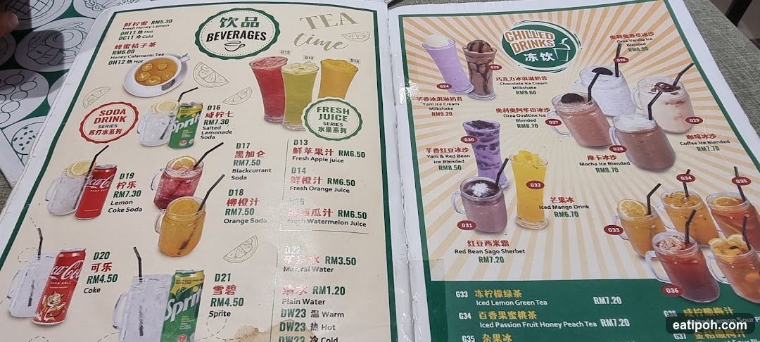 Tea Time Beverage Menu