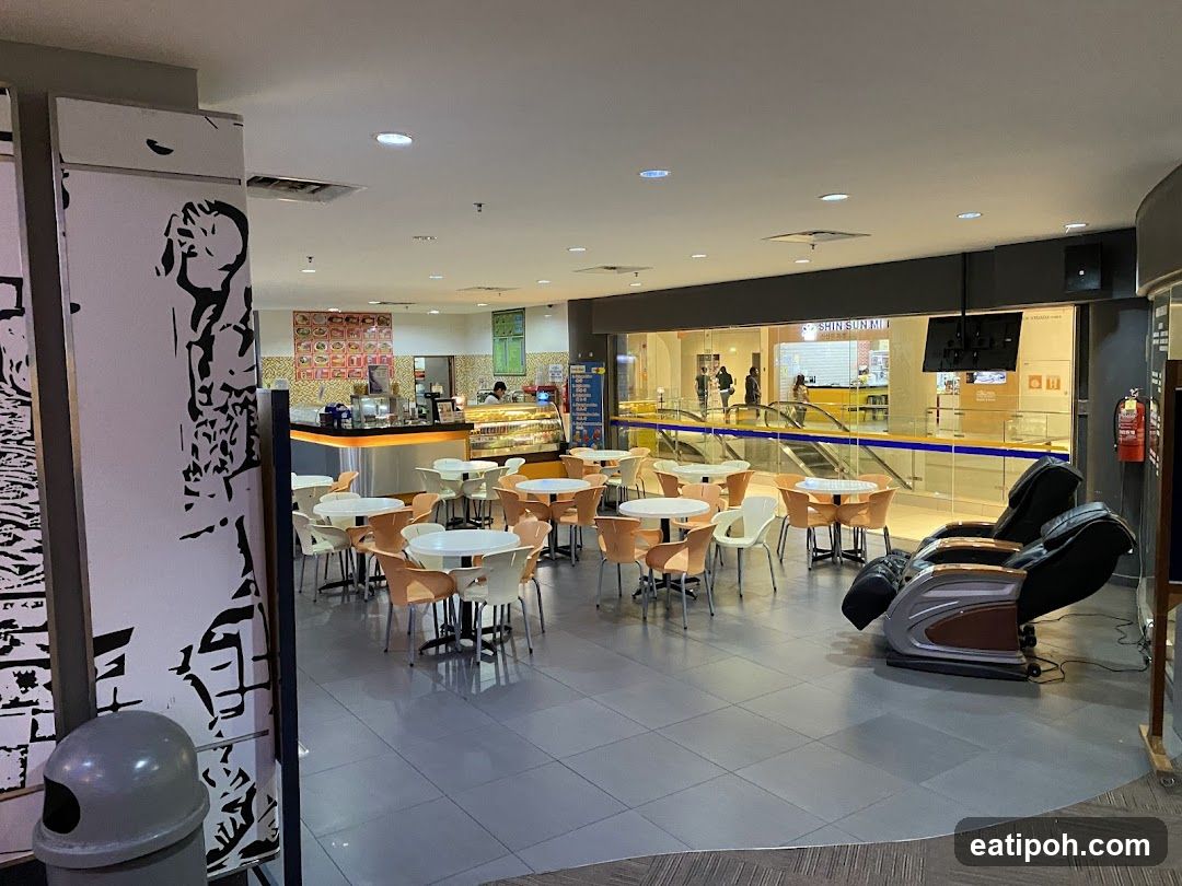 Interior of a shopping mall food court