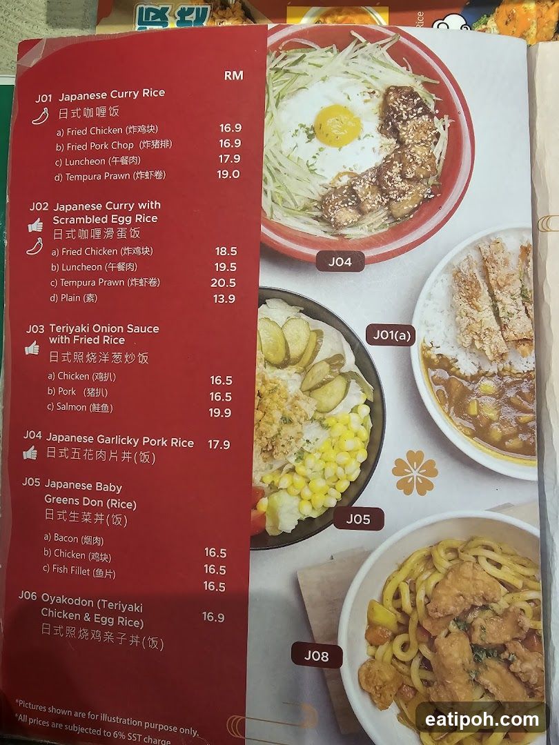 Japanese Rice Bowls Menu