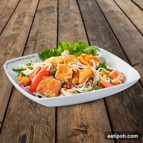 Salad on wooden table