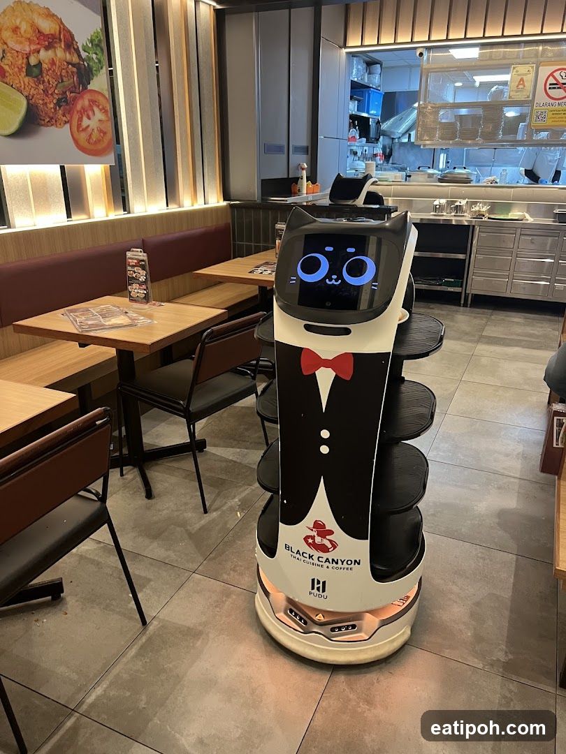 Restaurant Interior with Robot Server