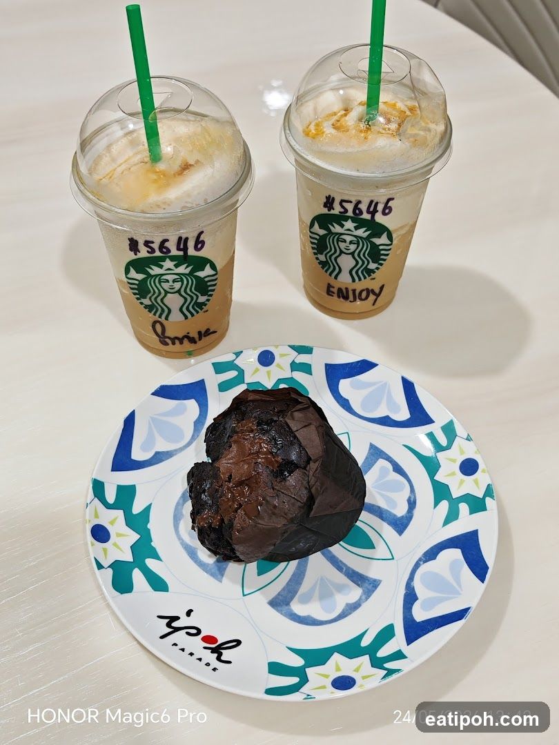 Starbucks beverages and pastry at Ipoh Parade