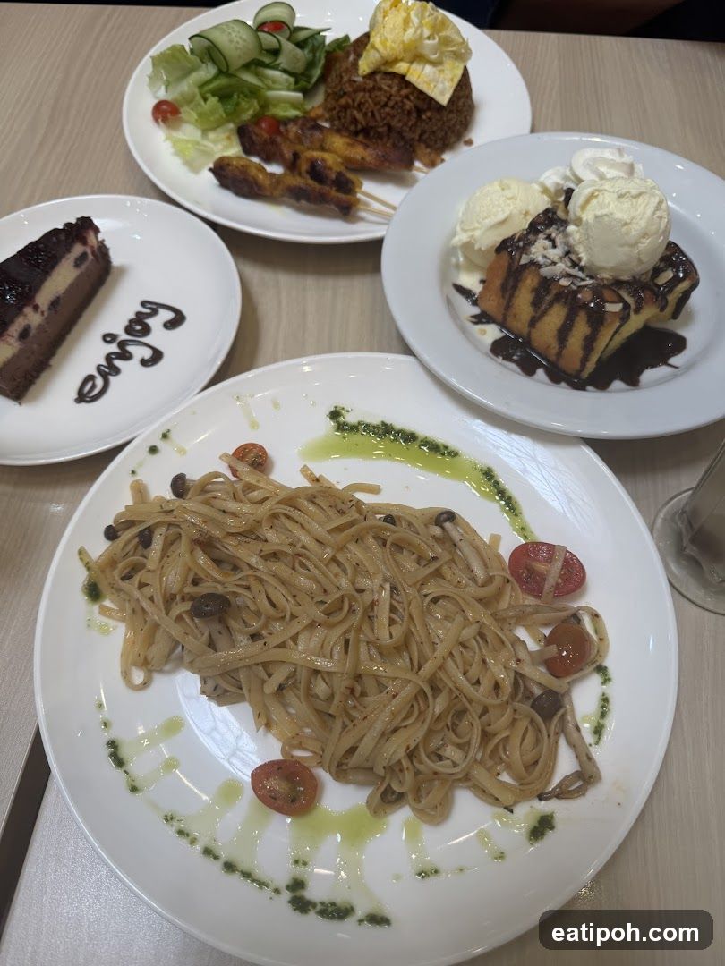 Dining Table with Multiple Plates of Food