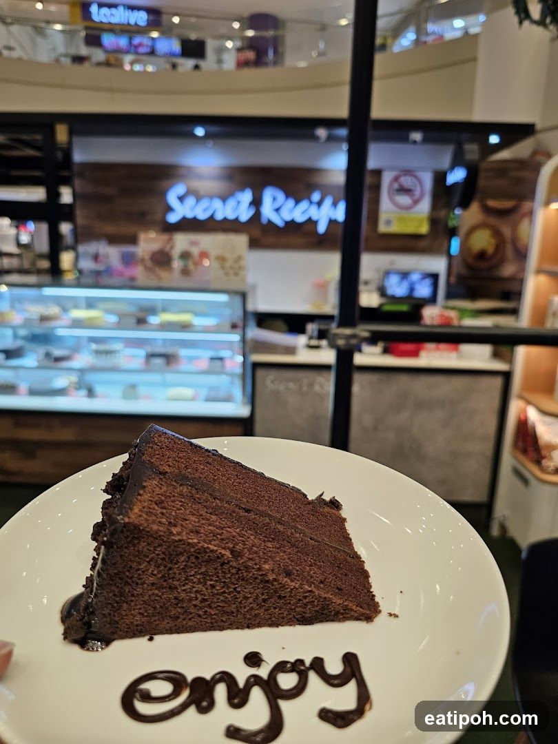 Chocolate Cake Slice in Mall Setting