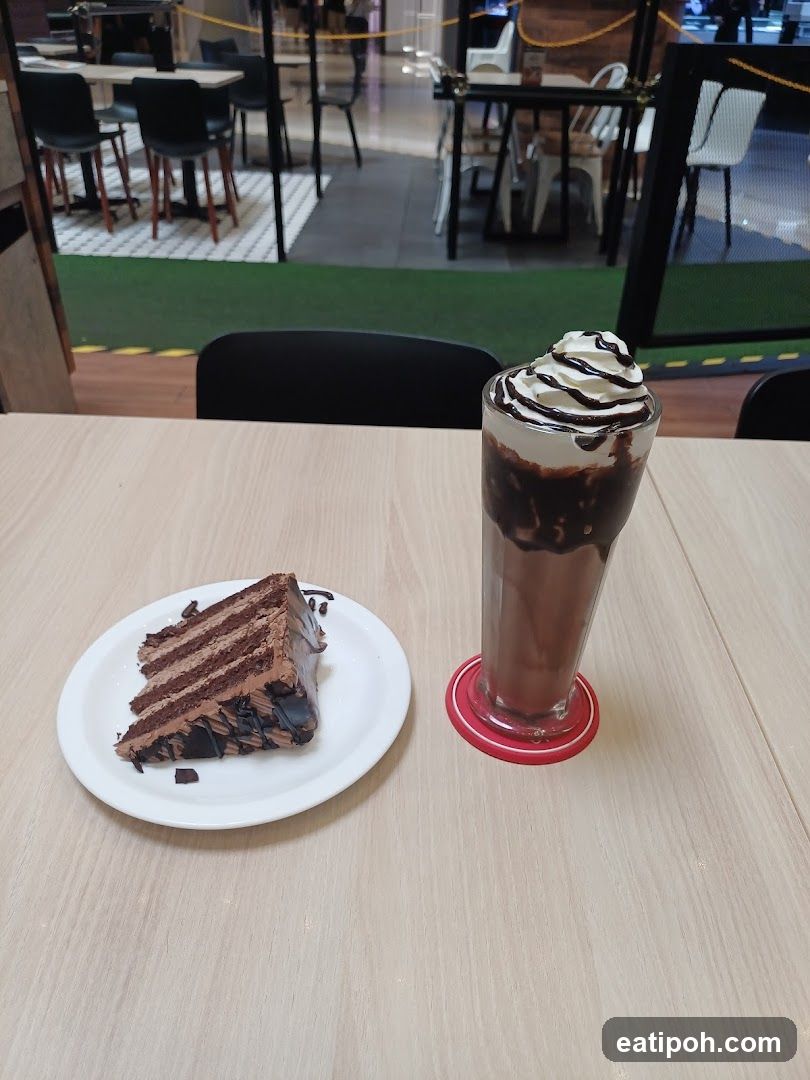 Cafe Interior with Dessert and Drink