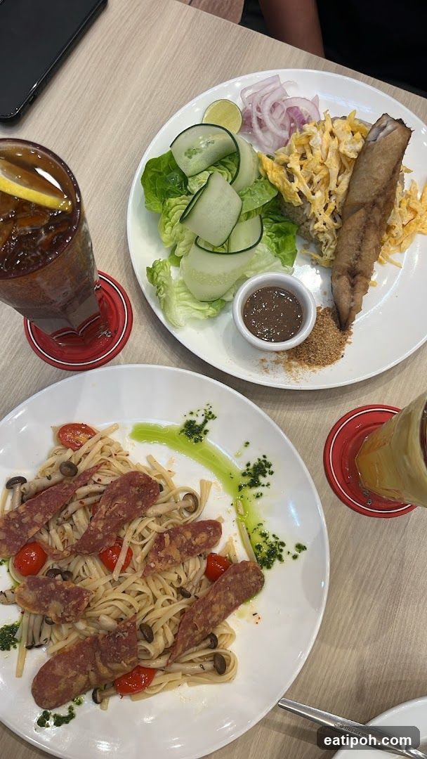 Dining Table with Food and Drinks