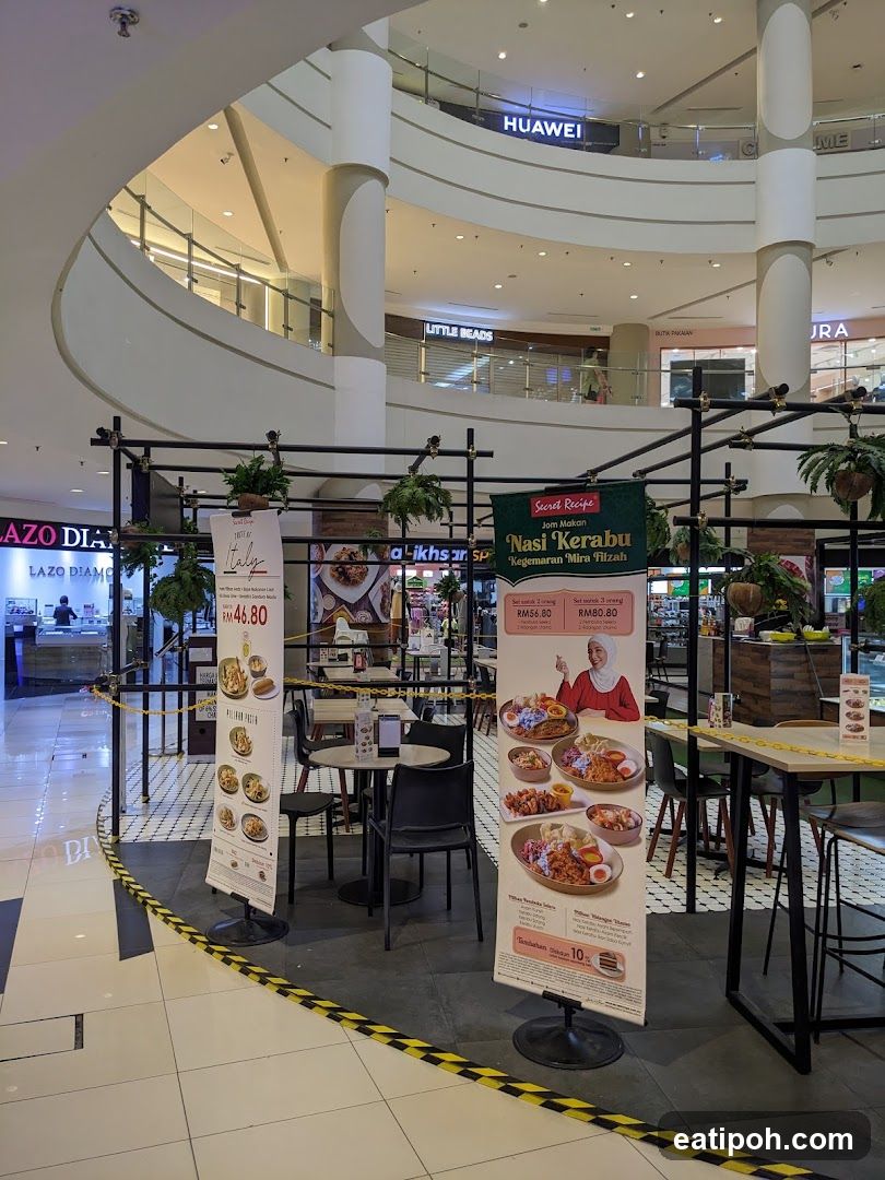 Interior food court area of shopping mall