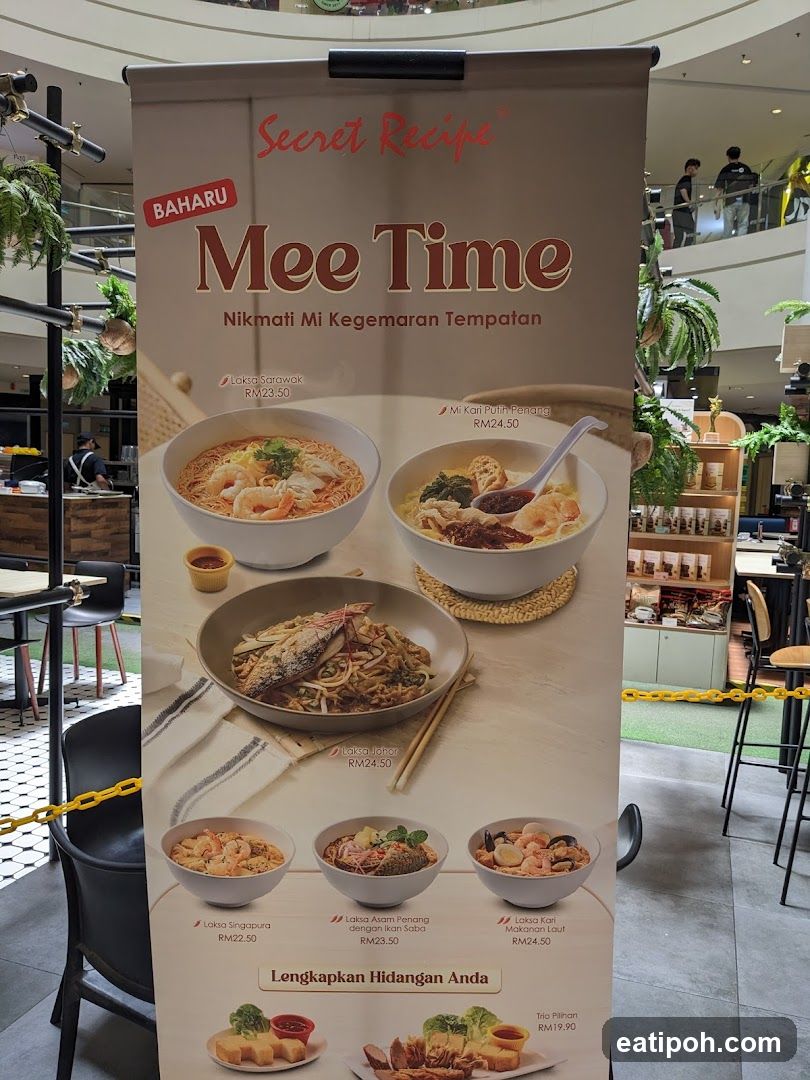 Secret Recipe Mee Time Menu Board