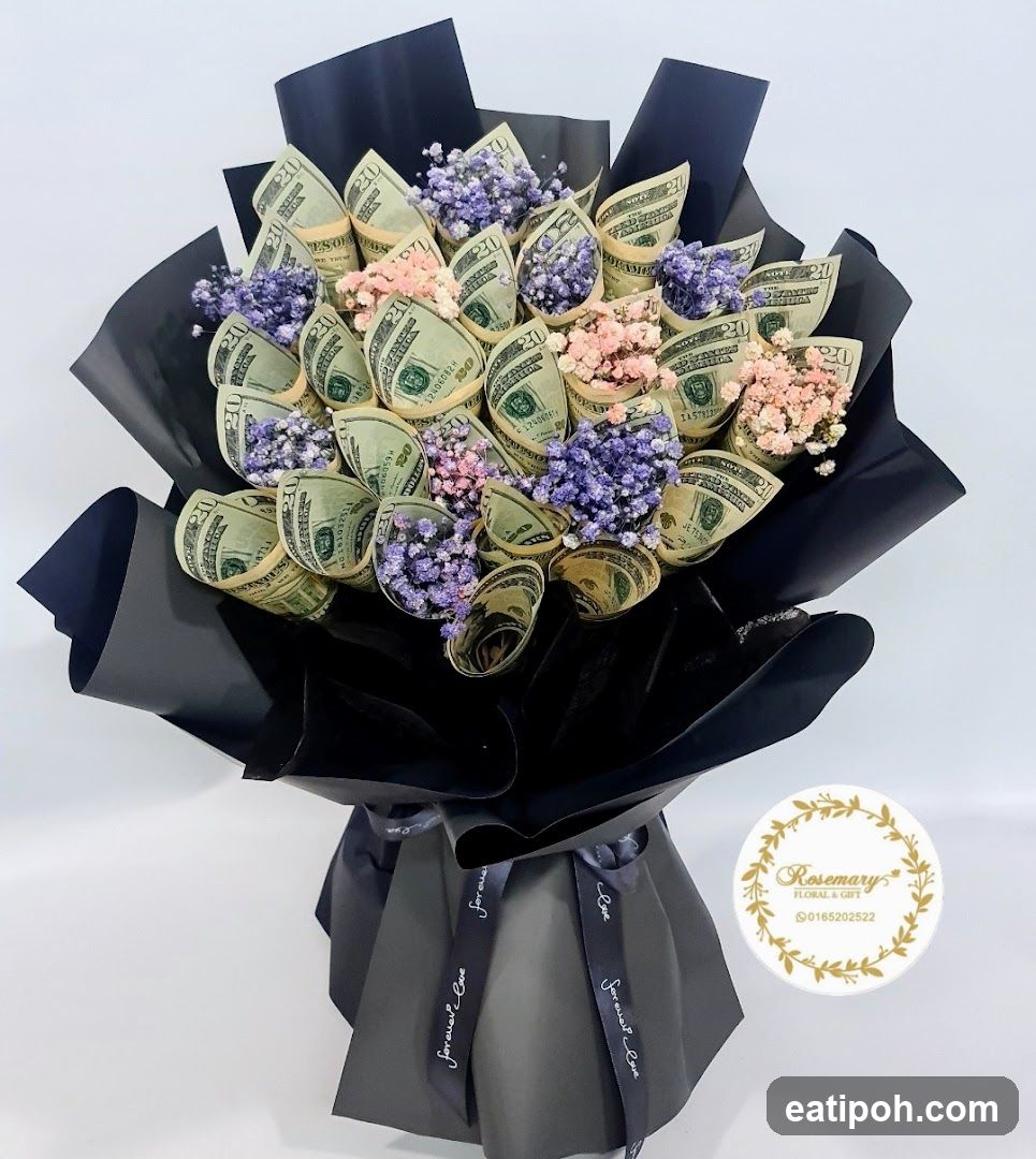 Money Bouquet with Floral Accents