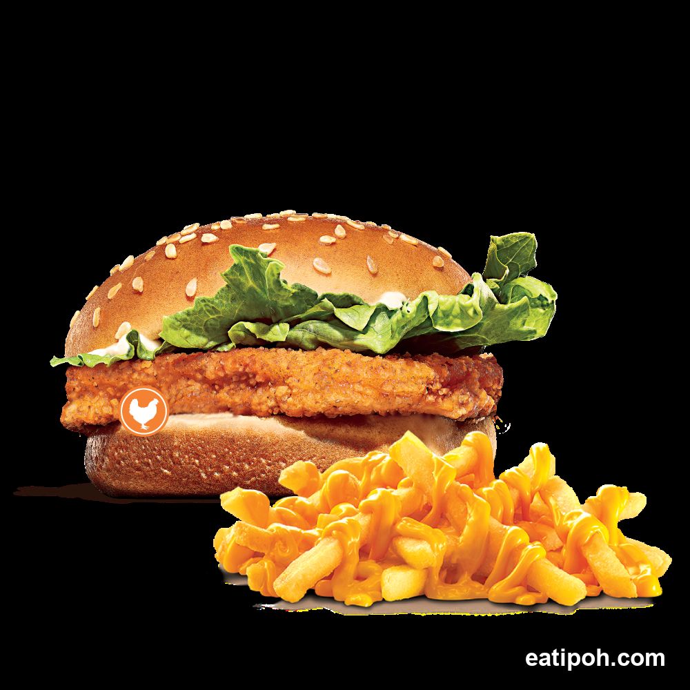 Chicken burger with macaroni and cheese