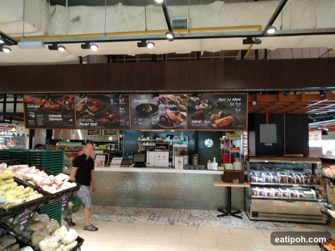 Food court interior with counter and display