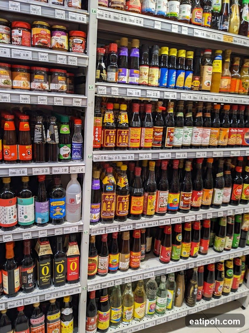 Supermarket aisle with condiments