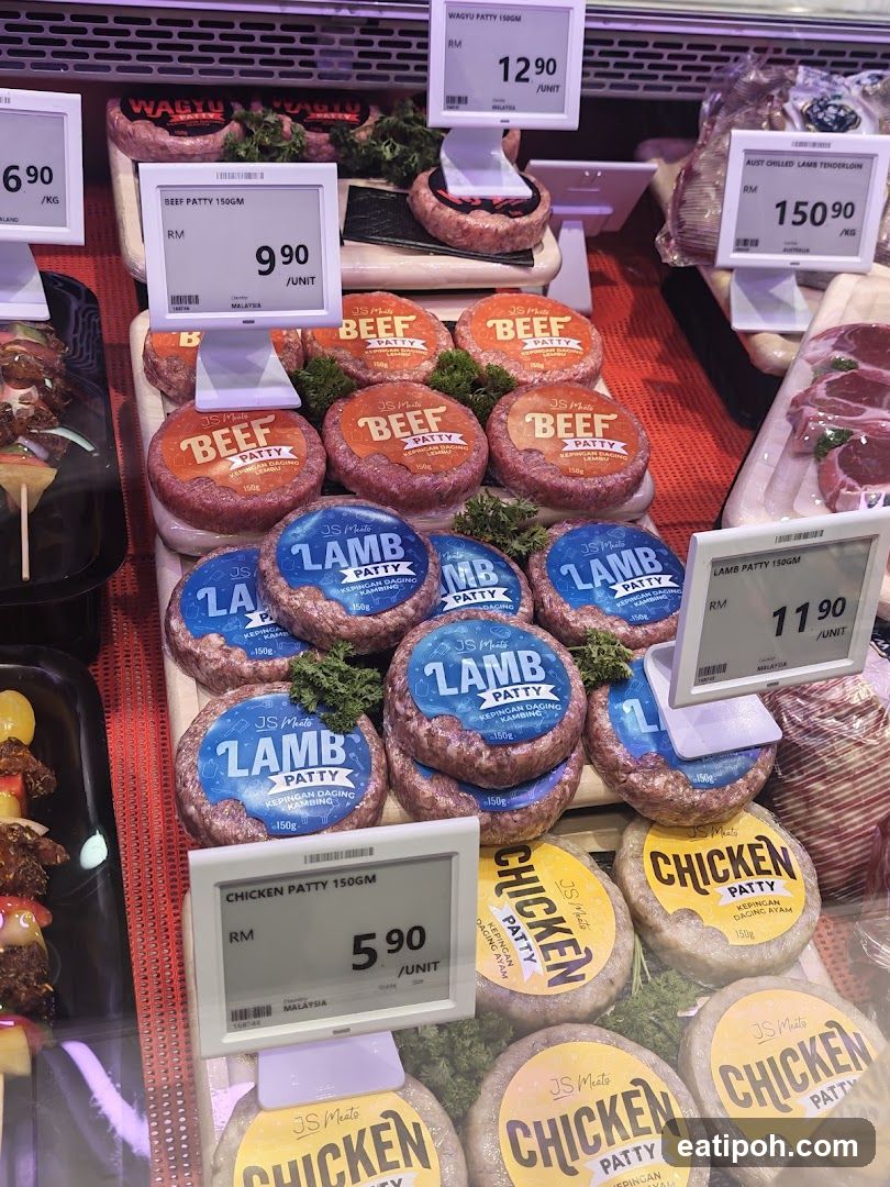 Meat Patty Display in Retail Store