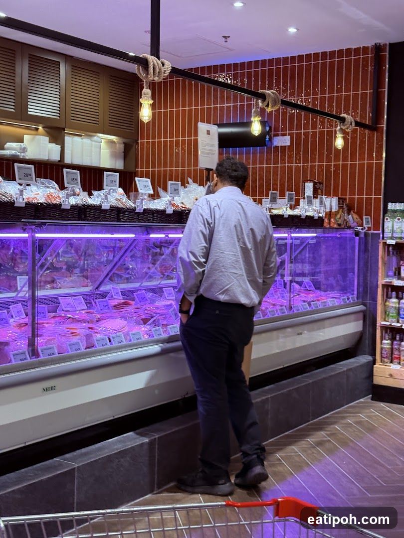 Customer in meat section