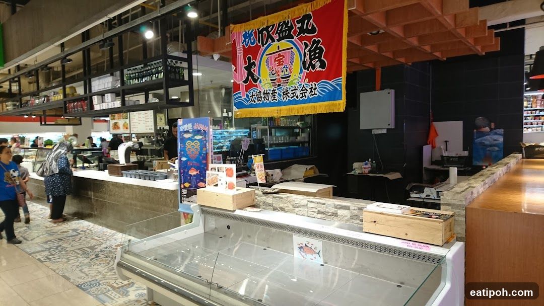 Interior of a food stall in a shopping center