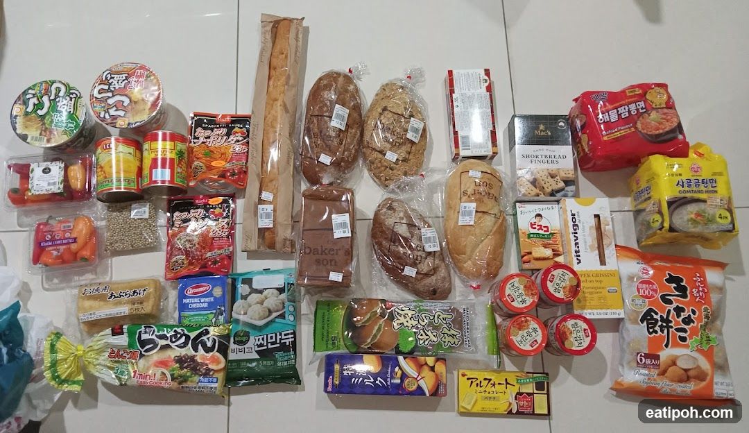 Grocery Items Displayed on Floor