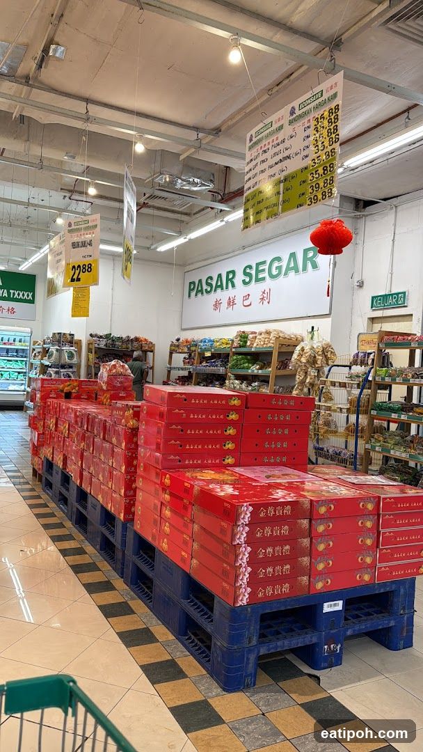 Inside a supermarket fresh produce section