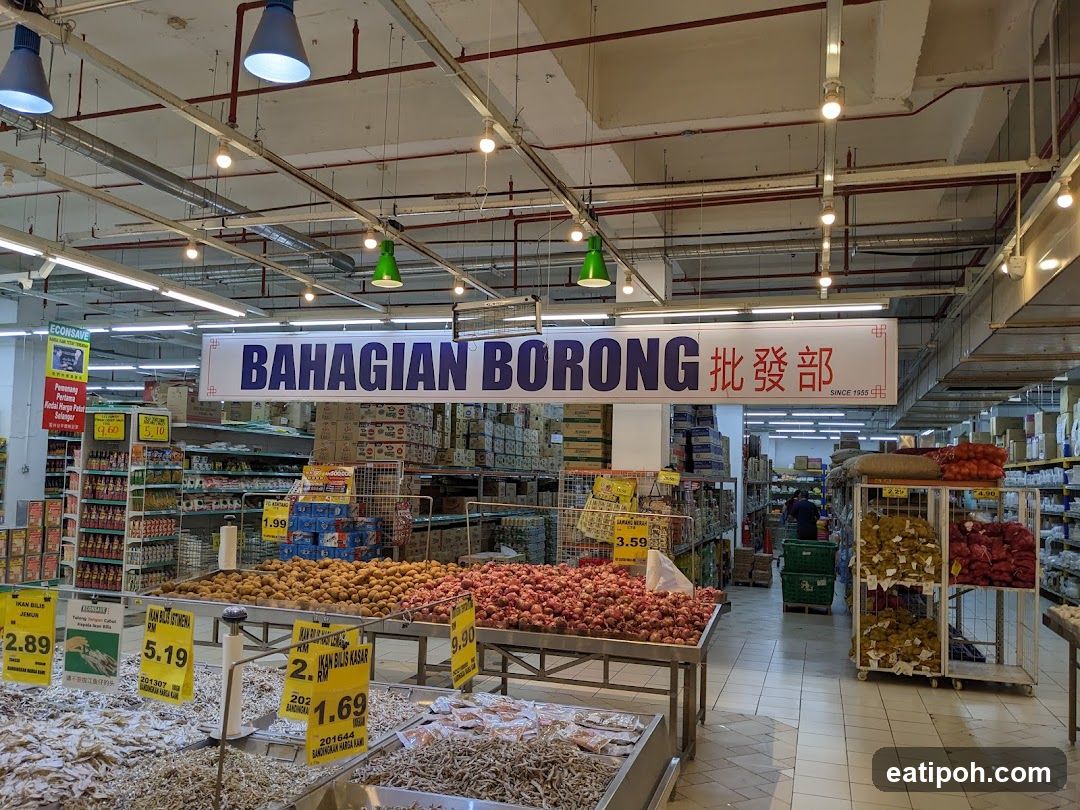 Interior of a wholesale section in a supermarket