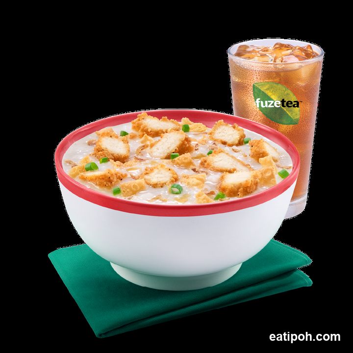 Congee with Fried Chicken and Iced Tea