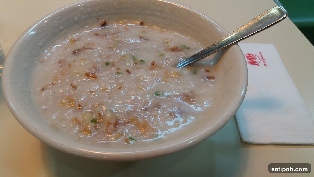 Bowl of congee with spoon