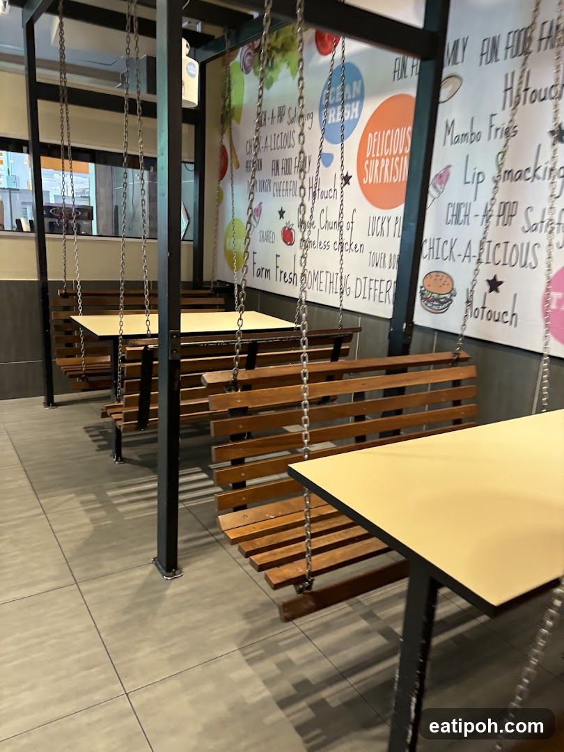 Restaurant Interior with Swing Benches