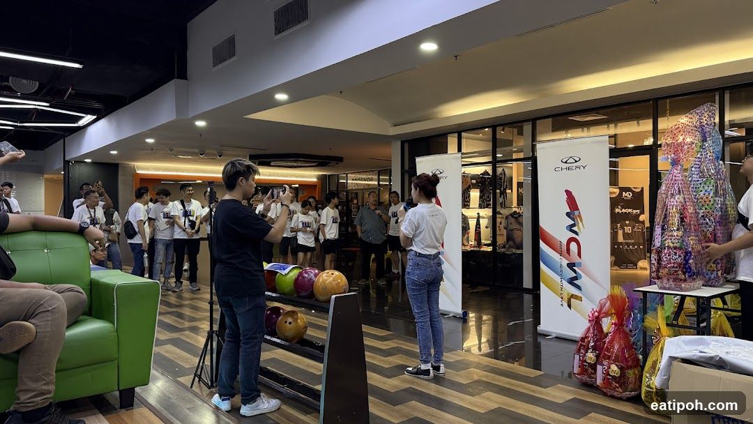 Indoor event at bowling alley or retail space