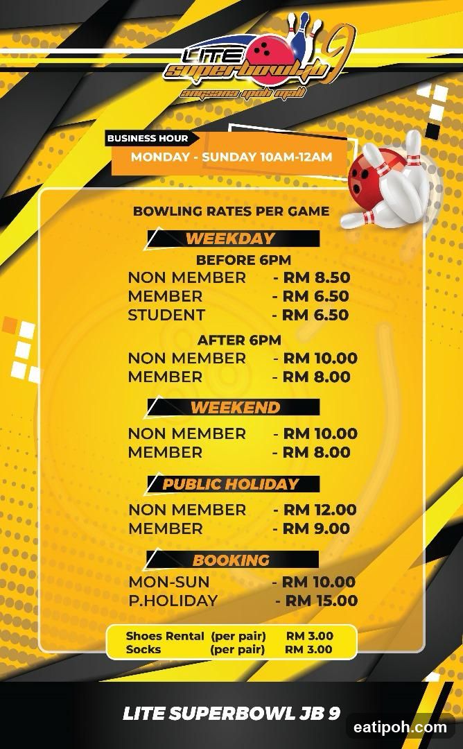 Lite Superbowl JB 9 Bowling Center Price List
