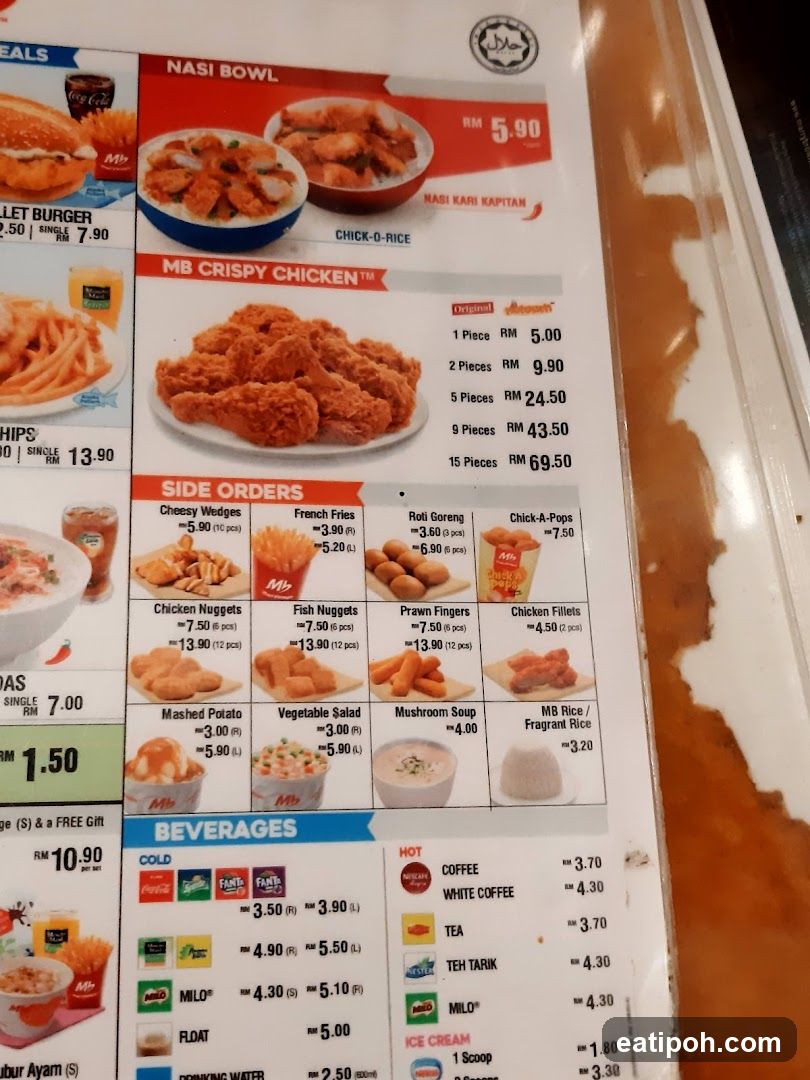 MB Crispy Chicken Menu Section