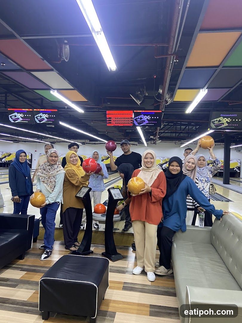 Group photo at bowling alley