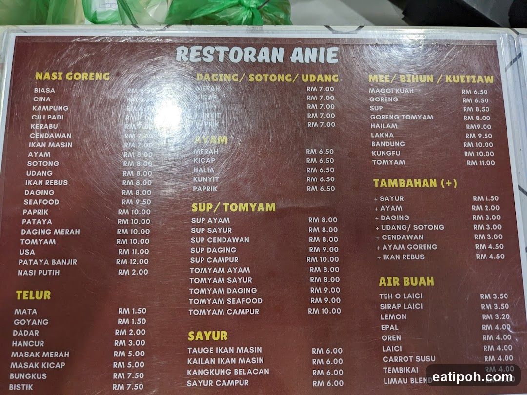 Restoran Anie Menu