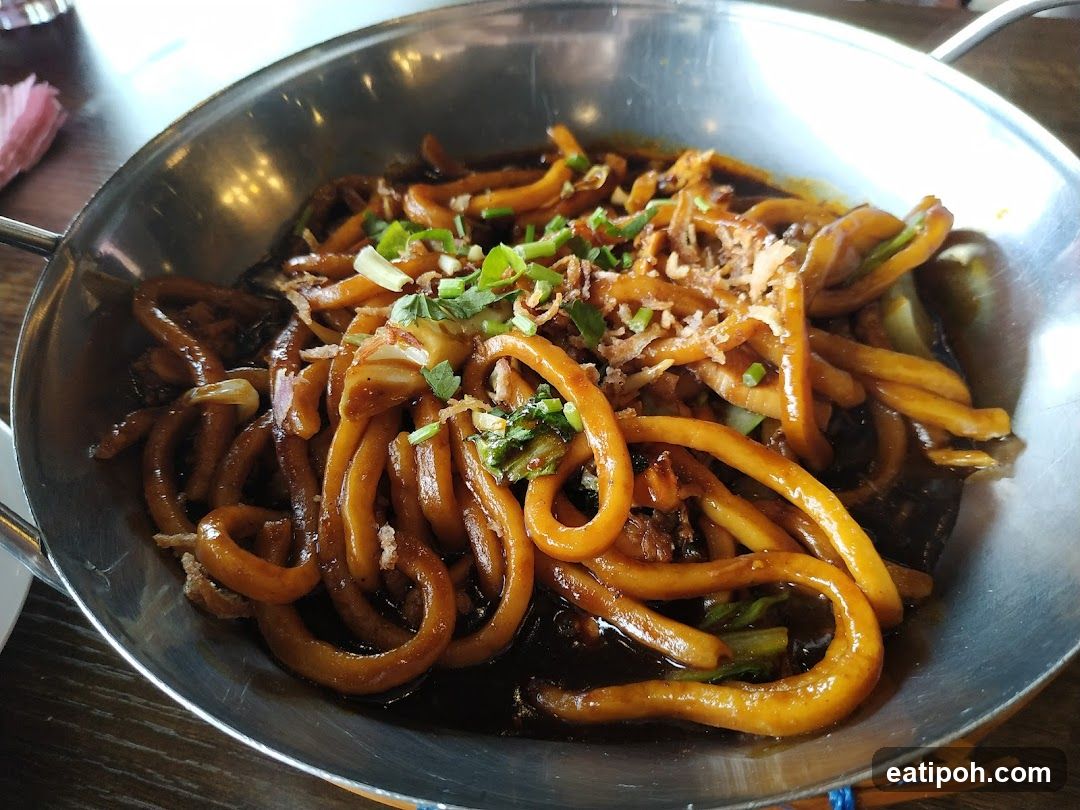 Noodles in a metal bowl