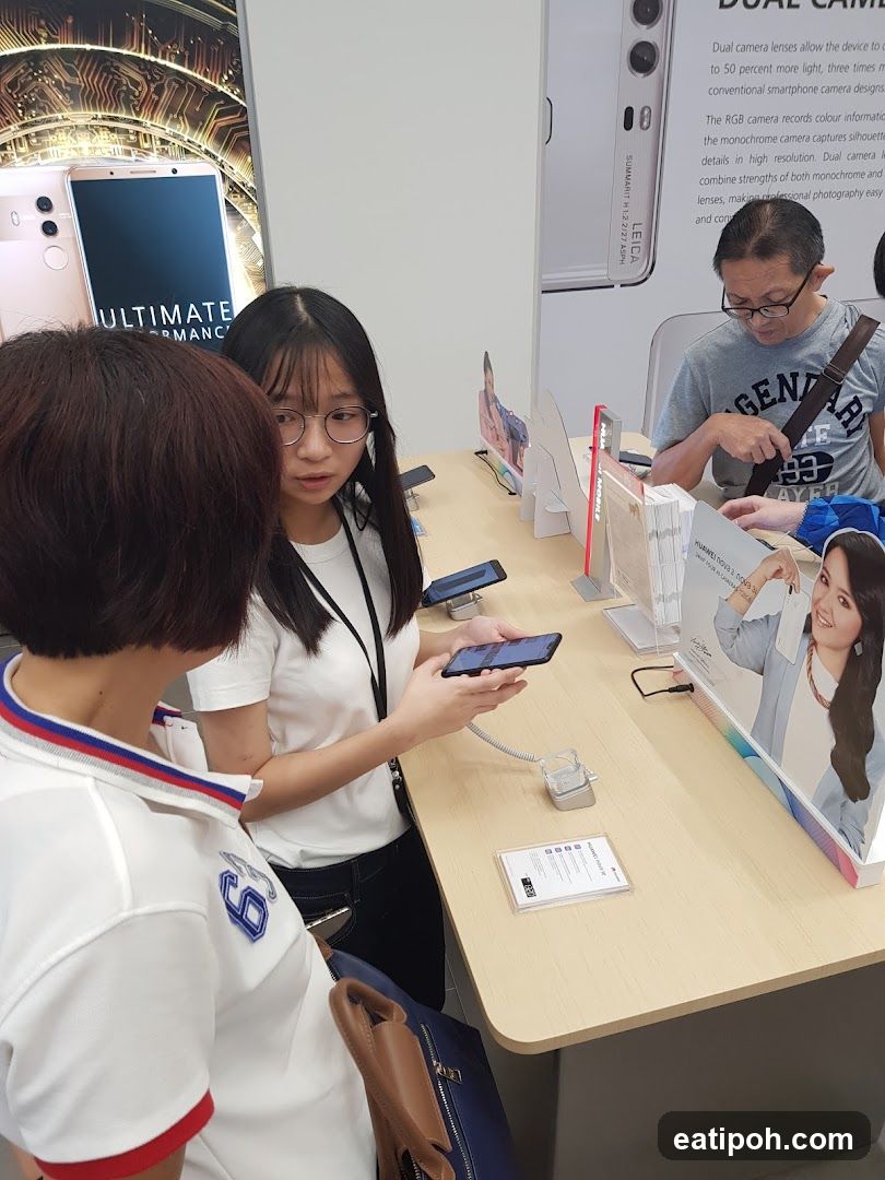Inside a smartphone retail display area