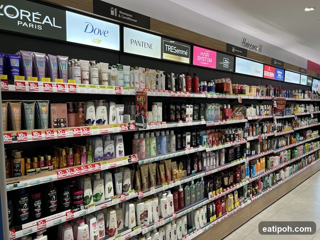 Haircare aisle in retail store