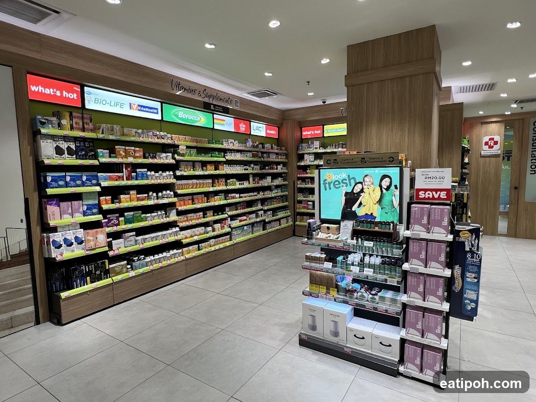 Interior of a pharmacy or health store
