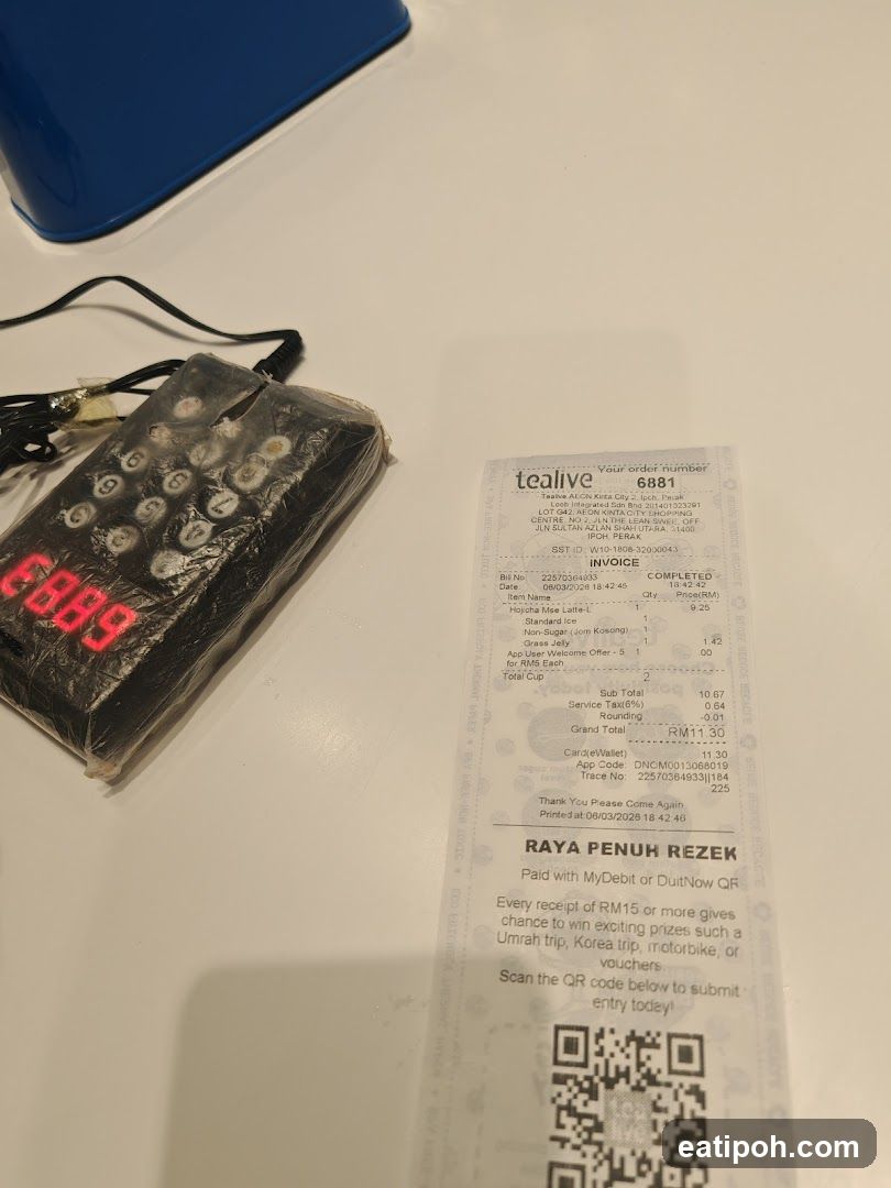 Tealive Receipt and Remote Control