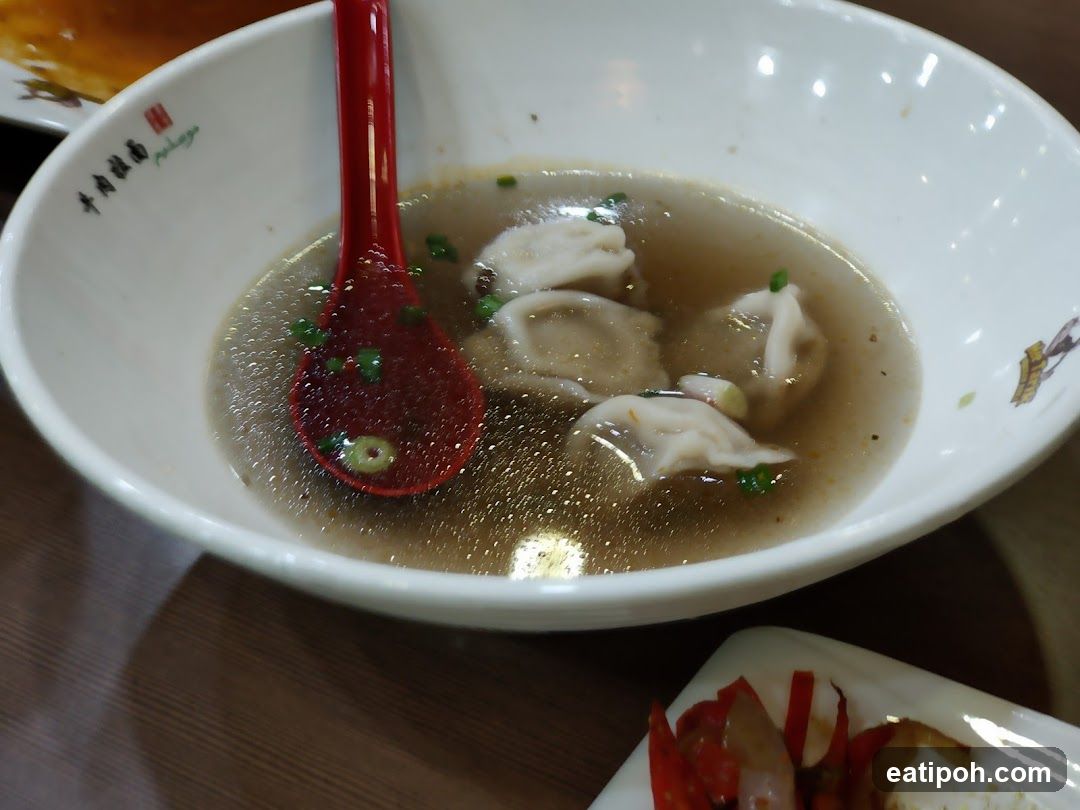 Dumpling Soup in Bowl