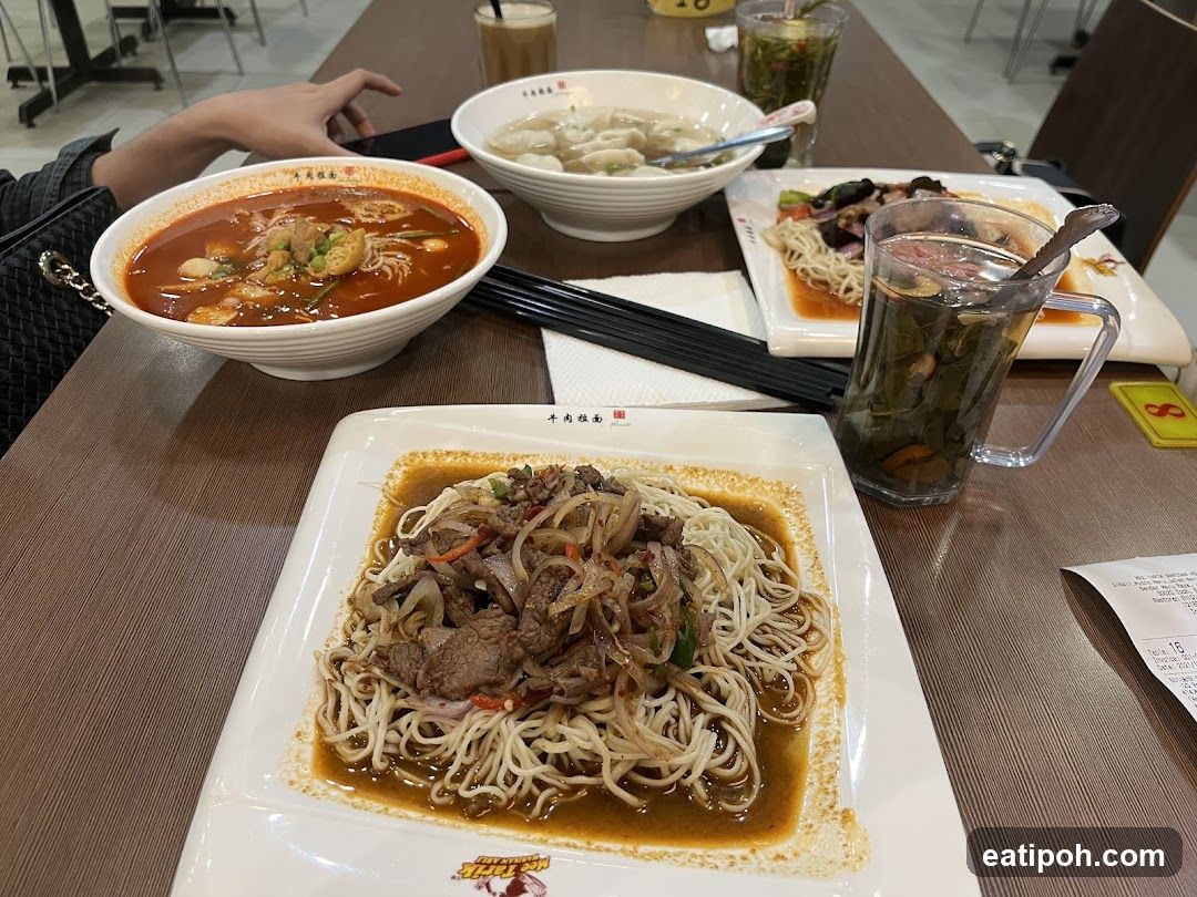 Dining Table with Noodles and Bowls