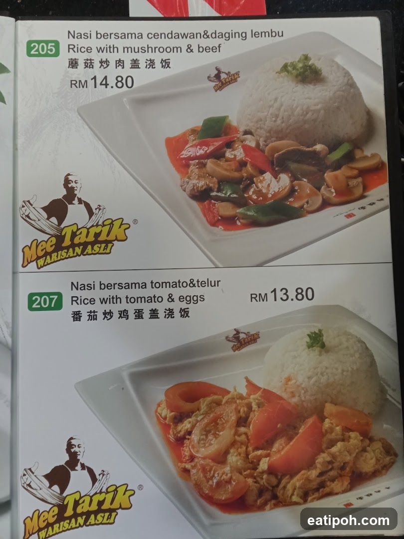 Mee TariK Warisan Asli Menu