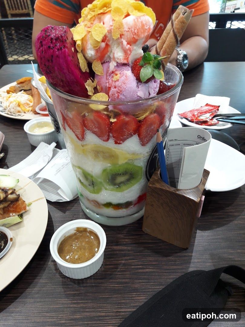 Ice Cream Dessert with Fruit Topping