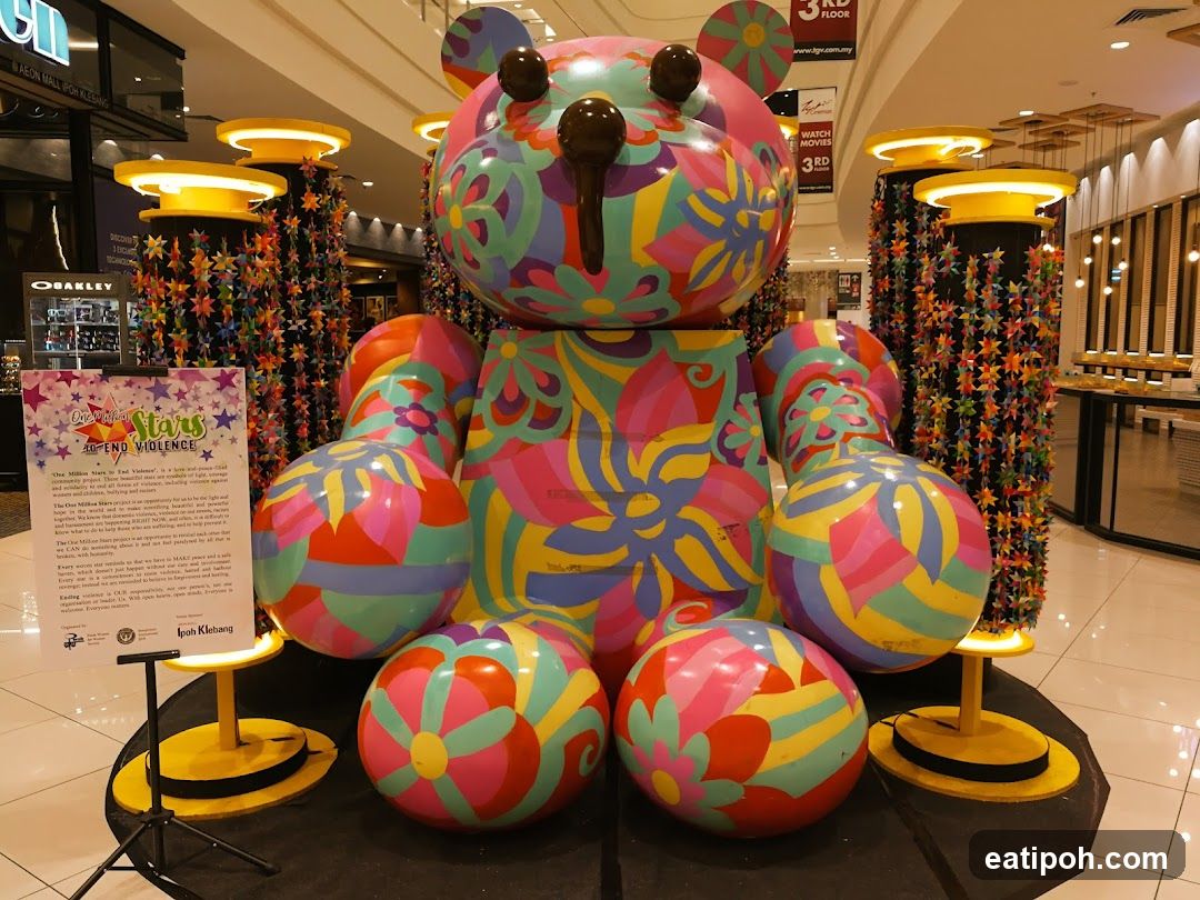Colorful Bear Sculpture in Shopping Mall