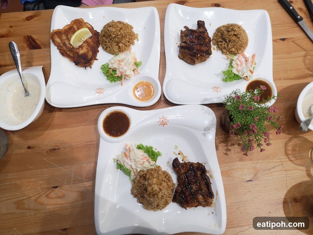 Dining Table with Food Plates