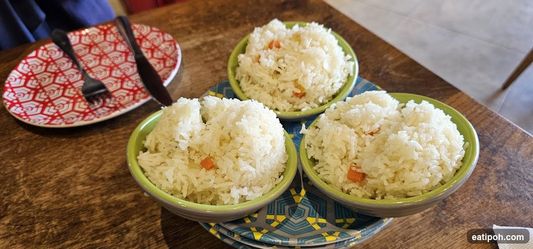 Rice bowls on wooden table