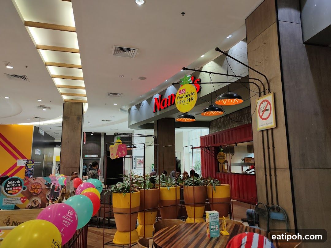 Interior of a shopping mall food court
