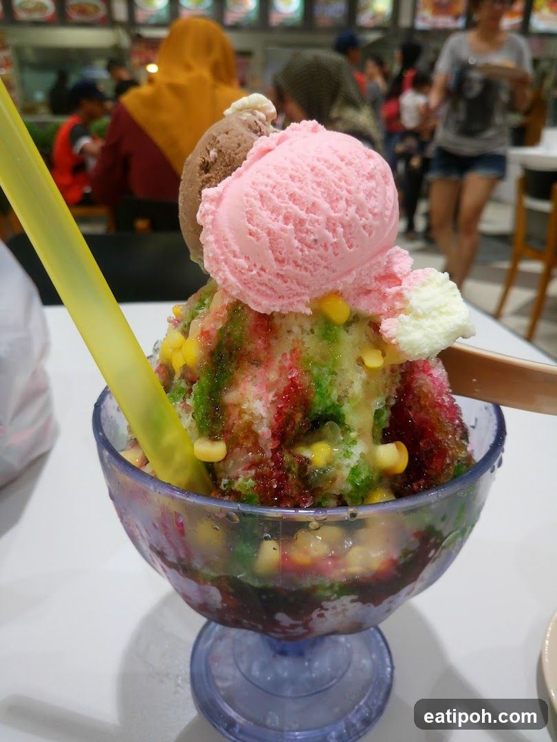 Ice cream dessert in a food court