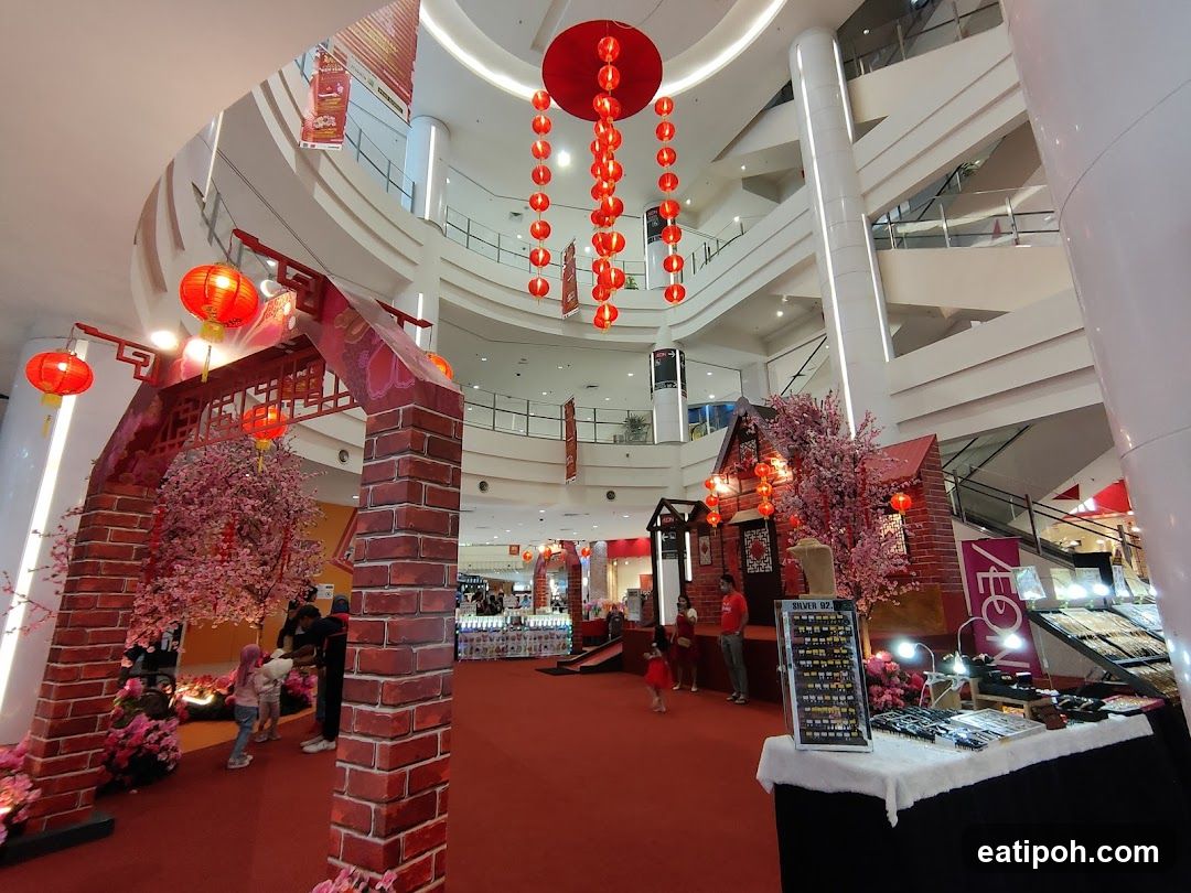 Shopping Mall Interior with Chinese New Year Decorations