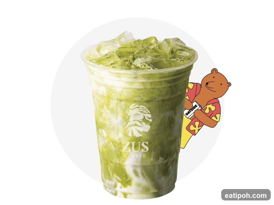 ZUS Coffee Matcha Drink with Character Illustration