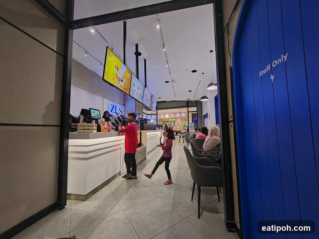 Interior view of a food court area