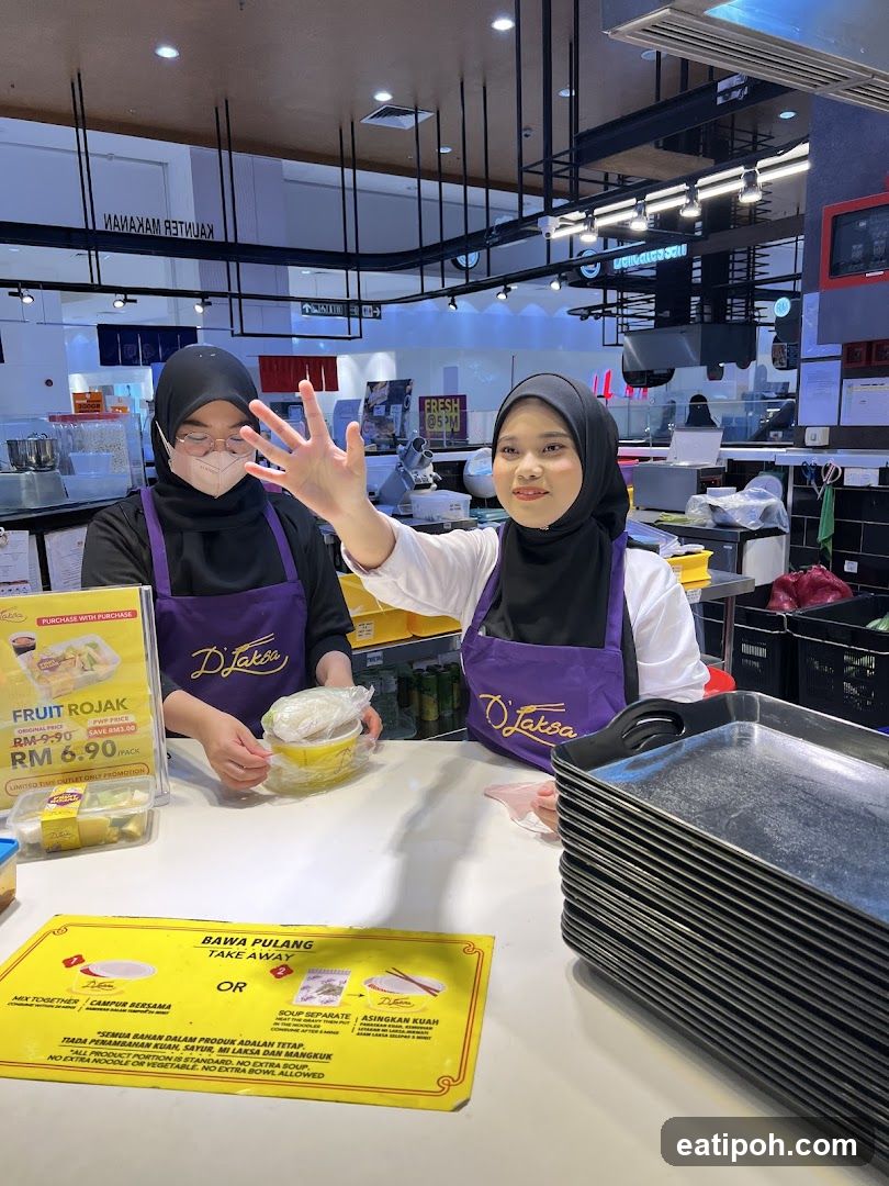 Staff at food stall counter